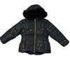 Rothschild R 1881 Black & Colorful Foil Heart Hooded Winter Jacket - Size 3T