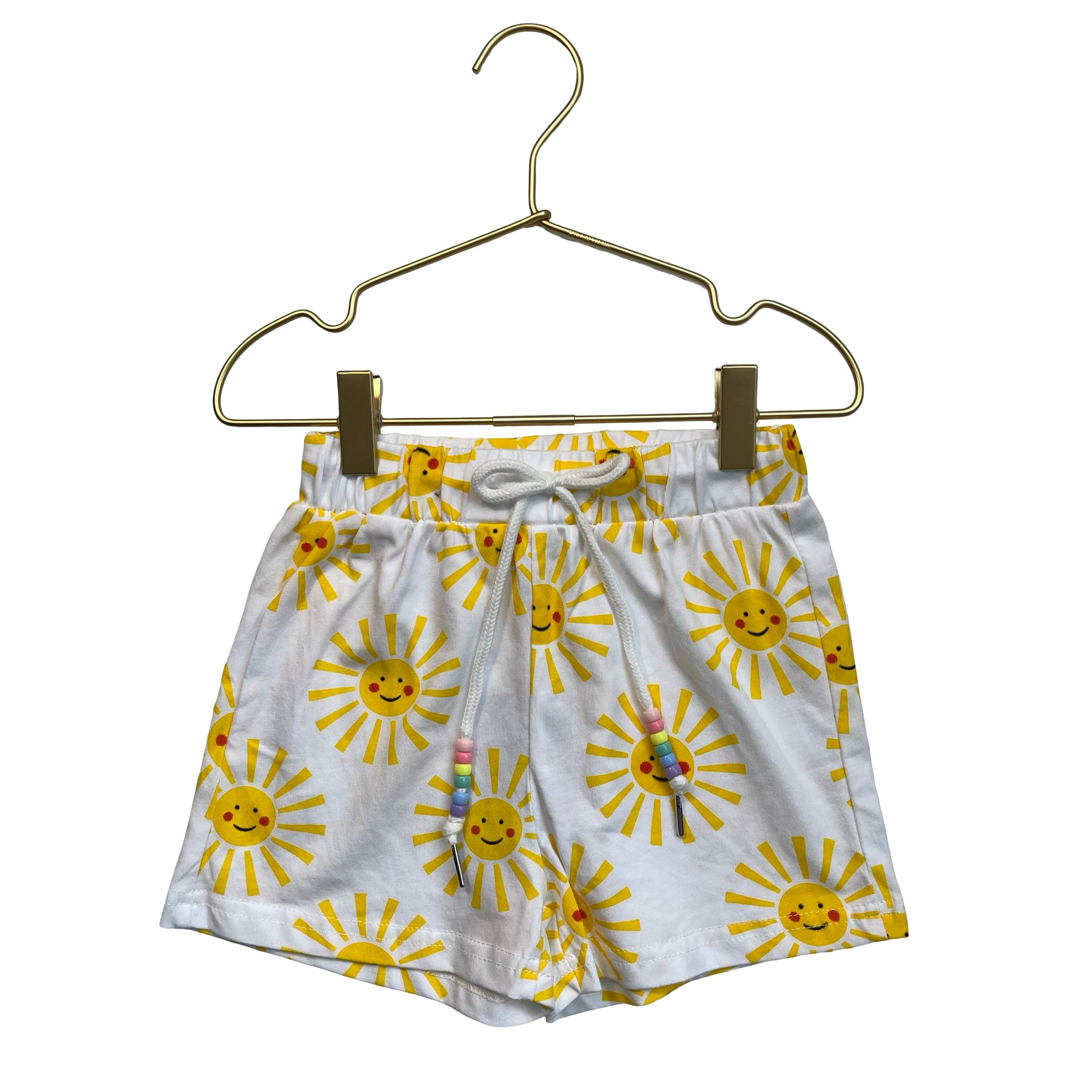 Lola & The Boys Ivory & Yellow Sun Print Shorts - Size 6