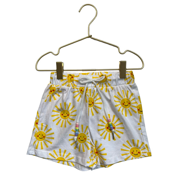 Lola & The Boys Ivory & Yellow Sun Print Shorts - Size 6