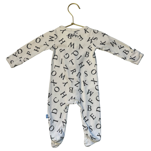 Magnetic Me Simply Ivory & Gray Alphabet Print Footed PJs - 3-6 Mo