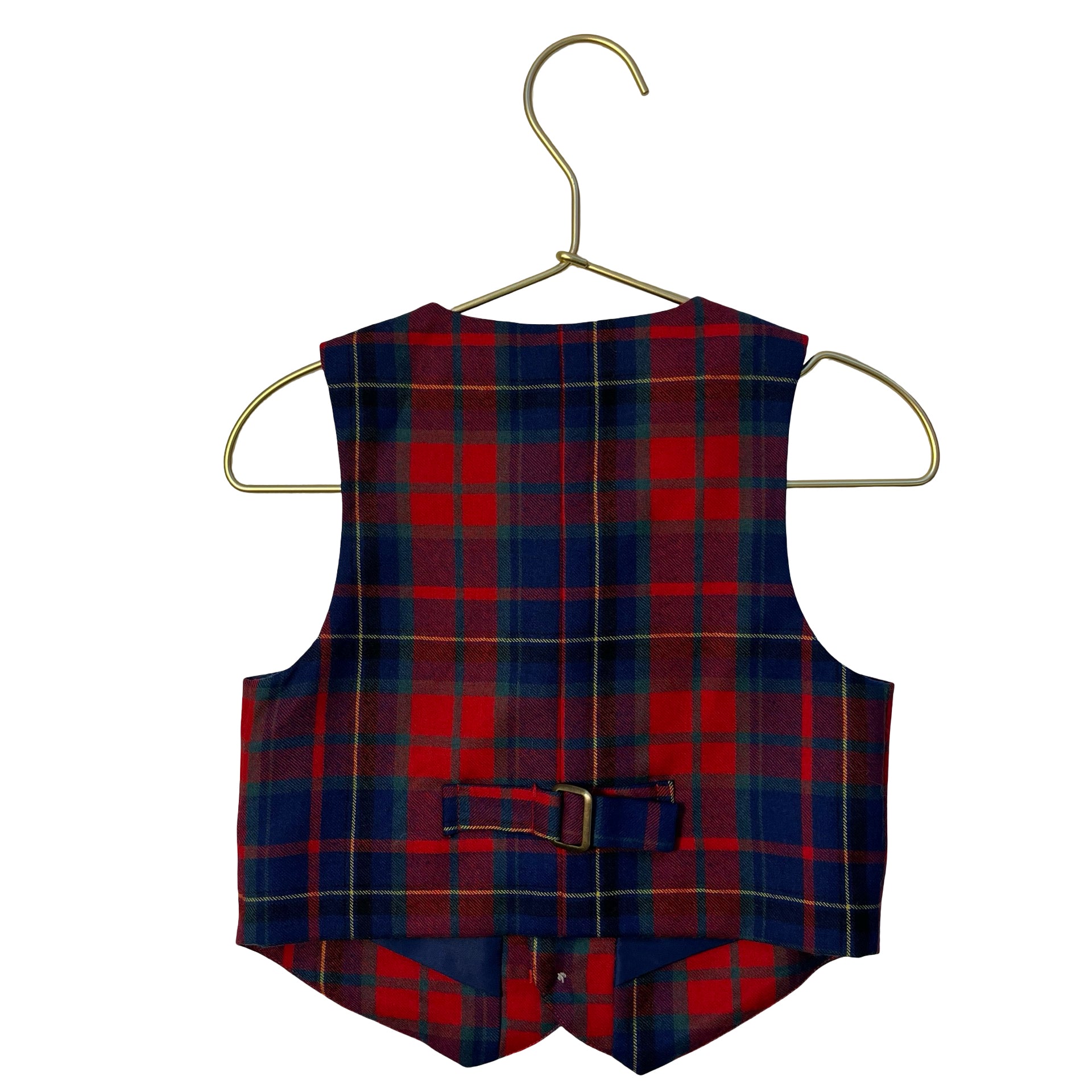 Janie and Jack Red, Navy, Green Plaid Wool Vest - Size 18-24 Mo