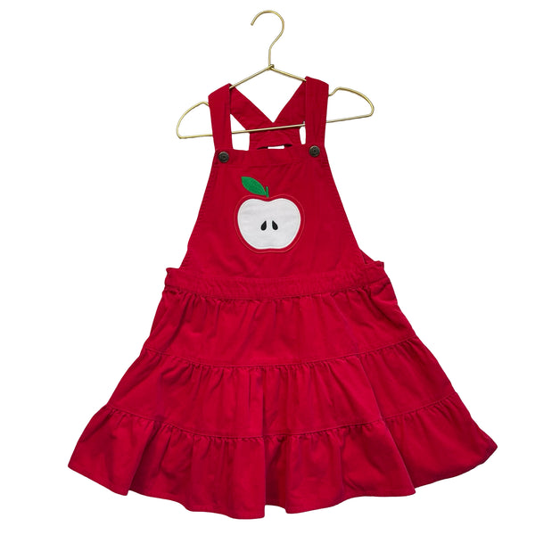 Gymboree Red Corduroy Apple Applique Overall Dress - Size 6