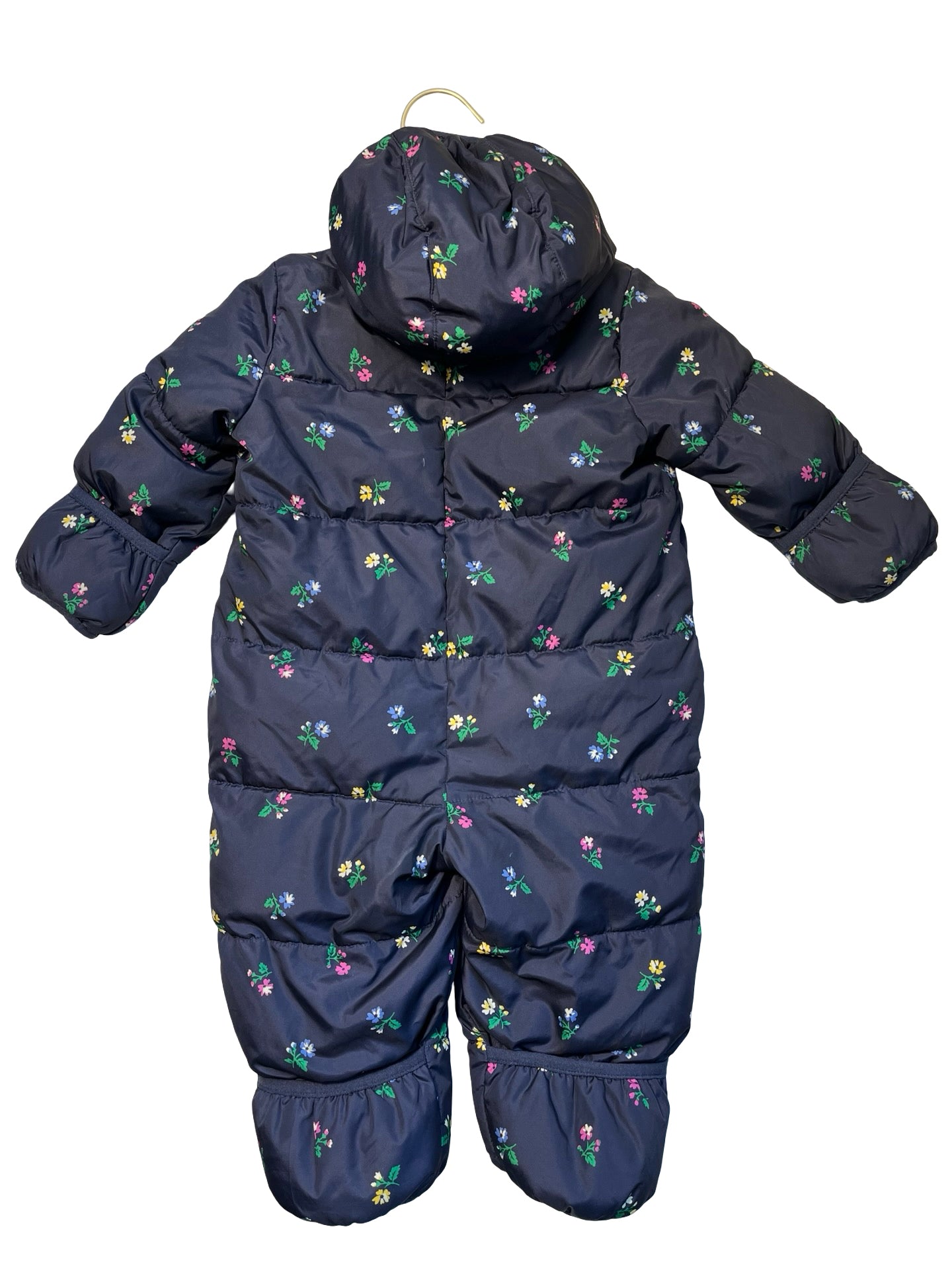 Baby Gap Navy Floral Puffer Bunting - Size 6-12 Mo