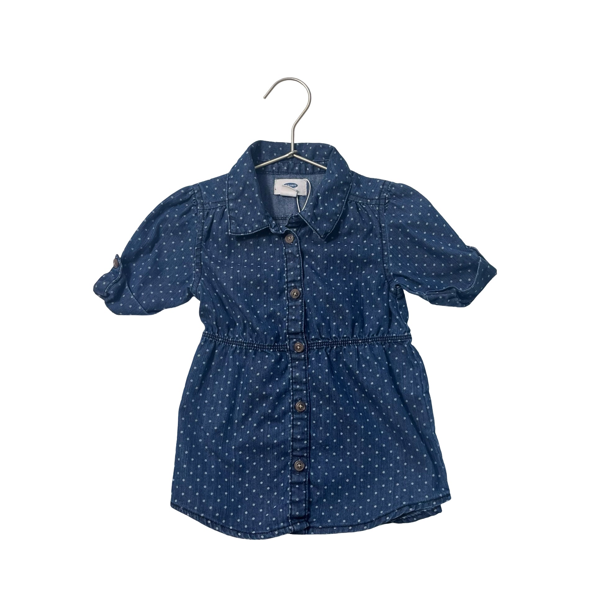 Old Navy Denim Polka Dot Button Down Tunic Blouse - Size 3T