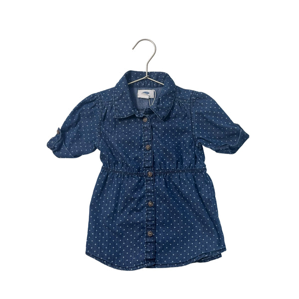 Old Navy Denim Polka Dot Button Down Tunic Blouse - Size 3T