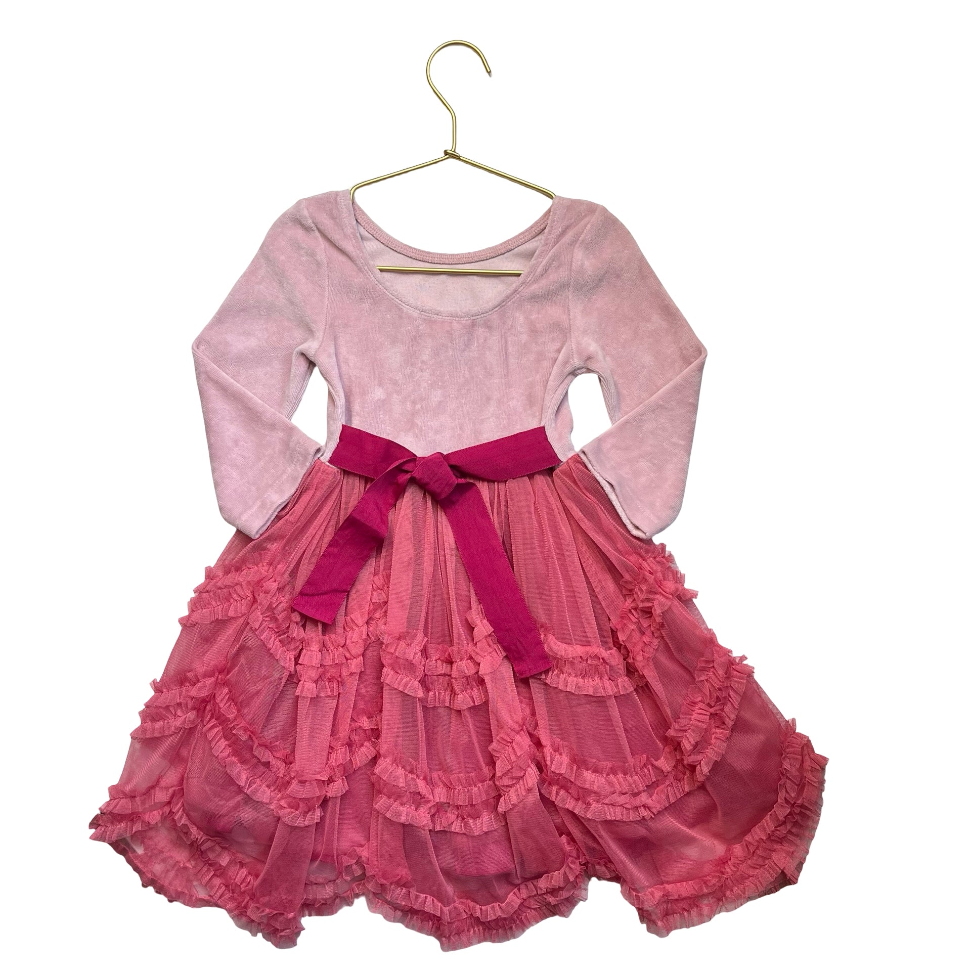 Mini Boden Pink Velvet & Tulle Dress - Size 5-6Y