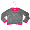 Tucker & Tate Gray Speckled Sweater, Hot Pink Trim - Size 2