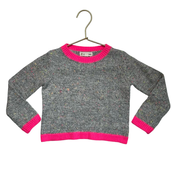 Tucker & Tate Gray Speckled Sweater, Hot Pink Trim - Size 2