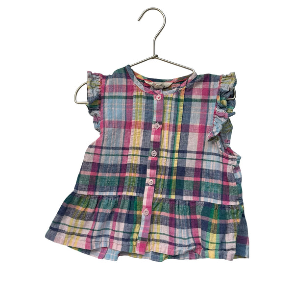 Mini Boden Madras Plaid Top - Size 7-8