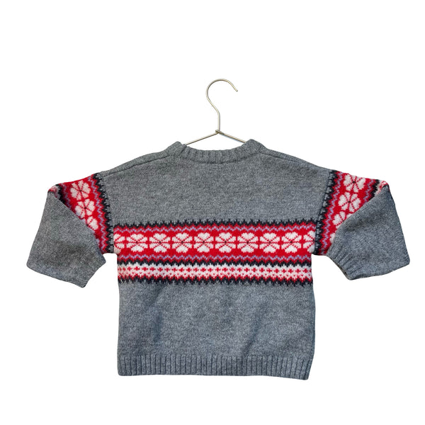 Hanna Andersson Gray & Red Fair Isle Sweater - Size 3T