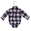 Janie and Jack Blue, White, Red Plaid Button Down Bodysuit - Size 3-6 Mo
