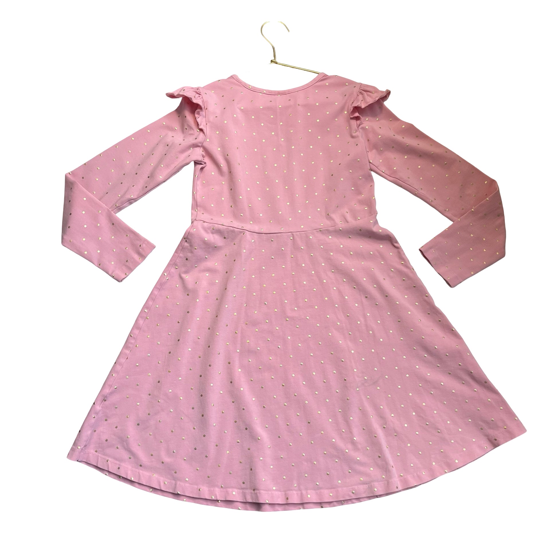 Hanna Andersson Pink & Gold Metallic Dot Dress - Size 10
