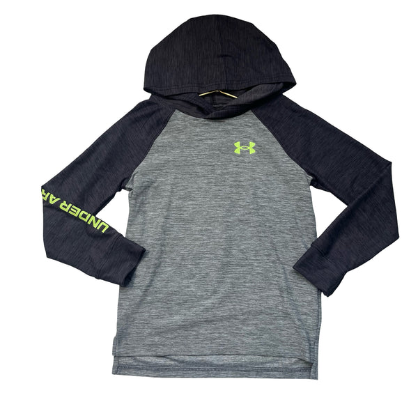 Under Armour Gray Hooded Pullover Athletic Shirt - Size 7