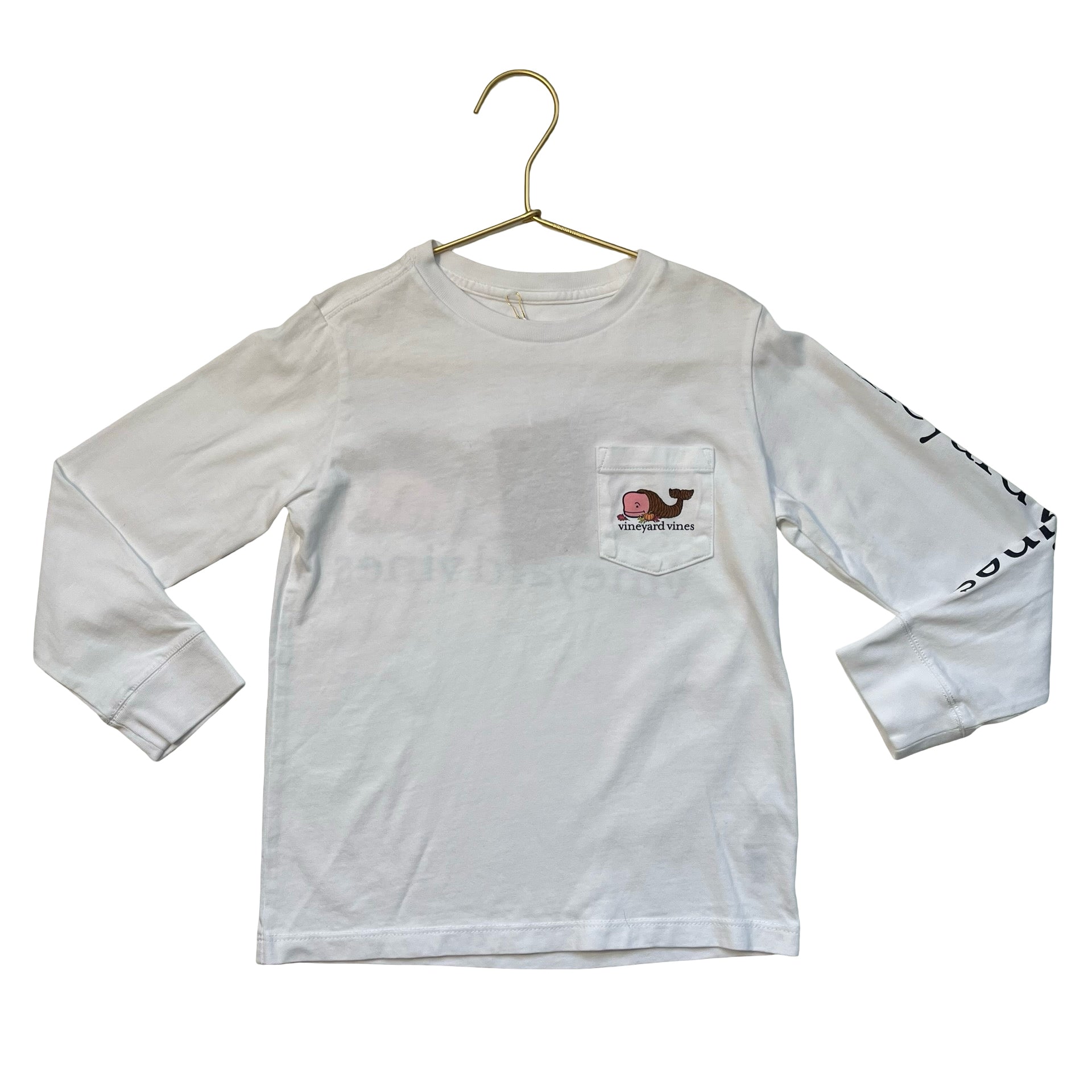 Vineyard Vines White Thanksgiving Whale Graphic Shirt - Size 5
