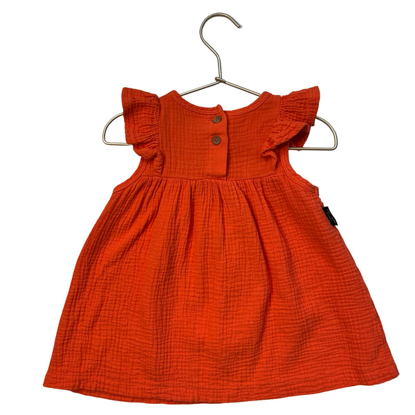 Tiny Tribe Orange Cotton Gauze Dress - Size 12-18 Mo
