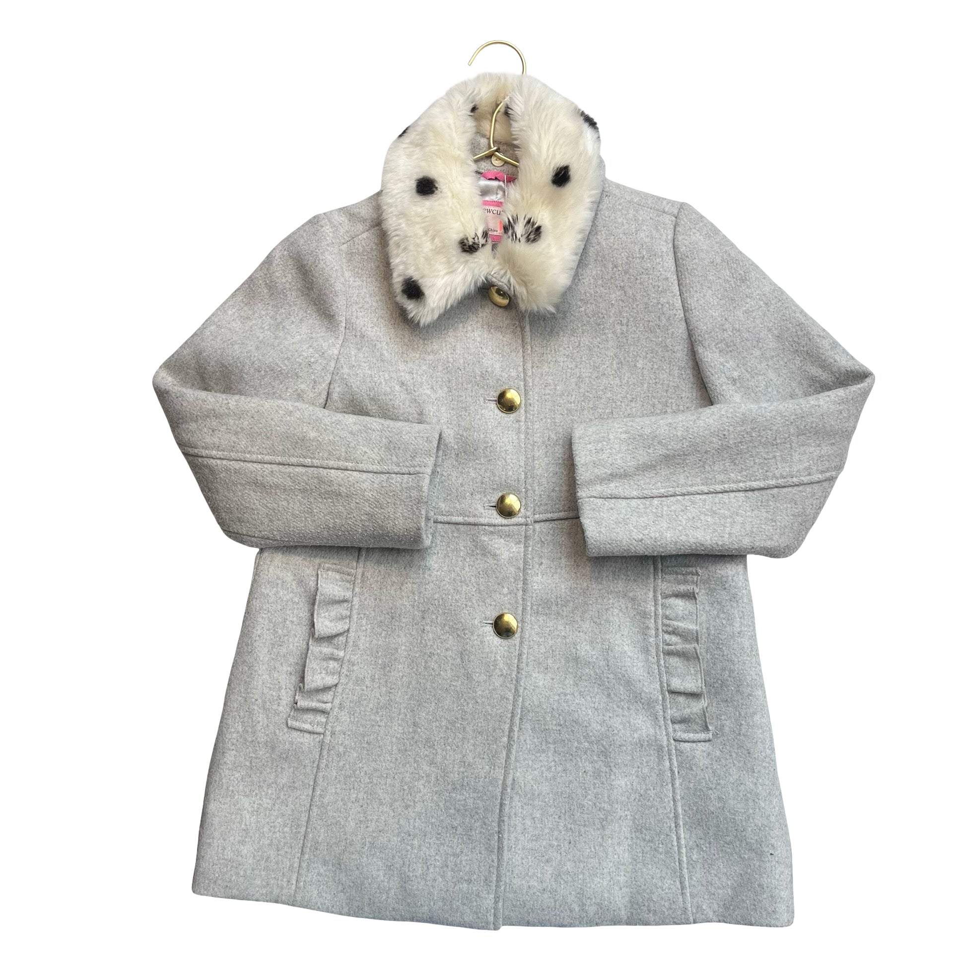 Crewcuts Gray Wool Blend Coat, Removable Faux Fur Collar - Size 10