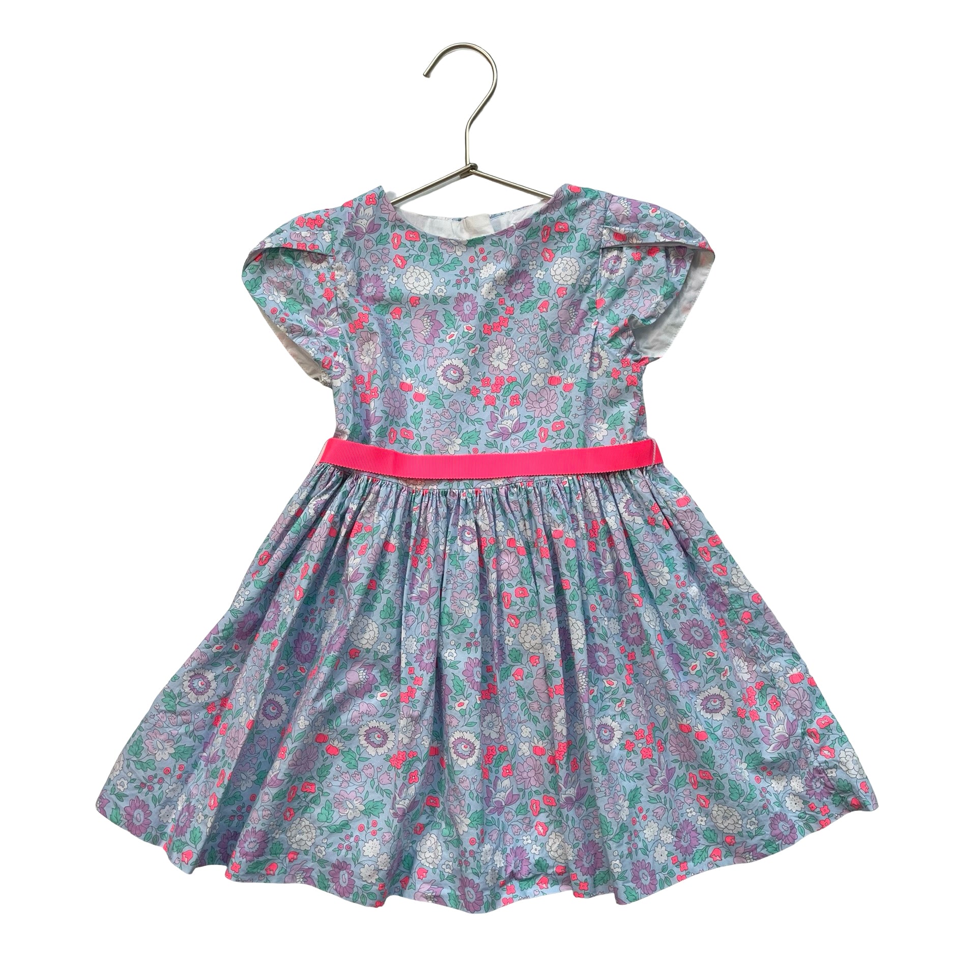 Jacadi  Blue, Purple & Hot Pink Dress with Ribbon Belt - Size 3