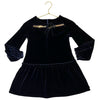 Egg Navy & Gold Sequins Velvet Long Sleeve Dress - Size 7