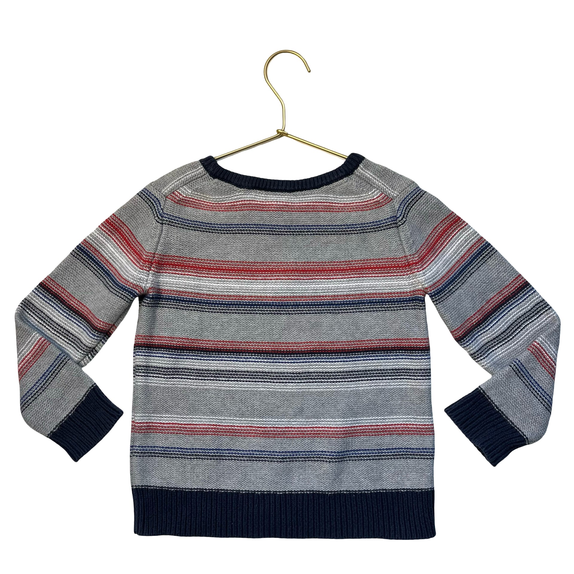 Janie and Jack Gray, Navy, Red Striped Cotton Sweater - Size 3