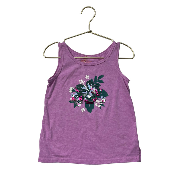 Cat & Jack Lavender & Sequin Flower Tank Top - Size XS 4-5