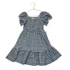 Zara Navy & White Check Smocked Dress - Size 6