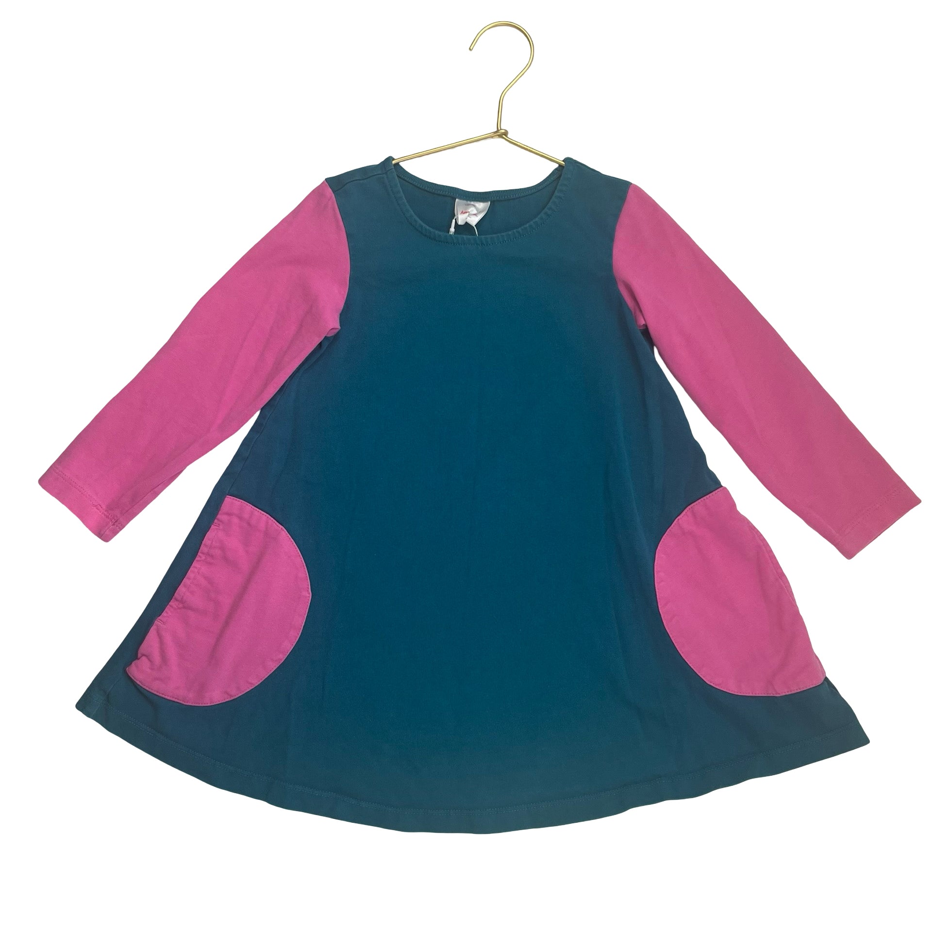 Hanna Andersson Teal & Pink Colorblock Dress - Size 4