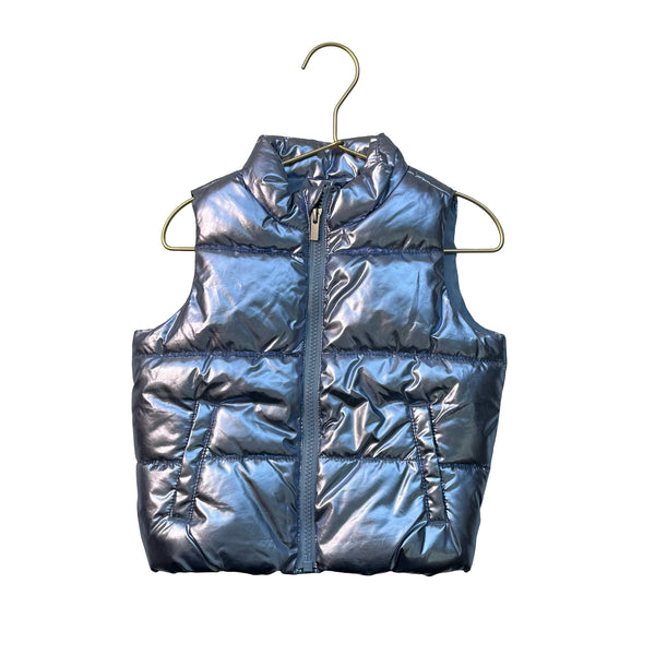 Old Navy Metallic Periwinkle Blue Puffer Vest - Size 2T