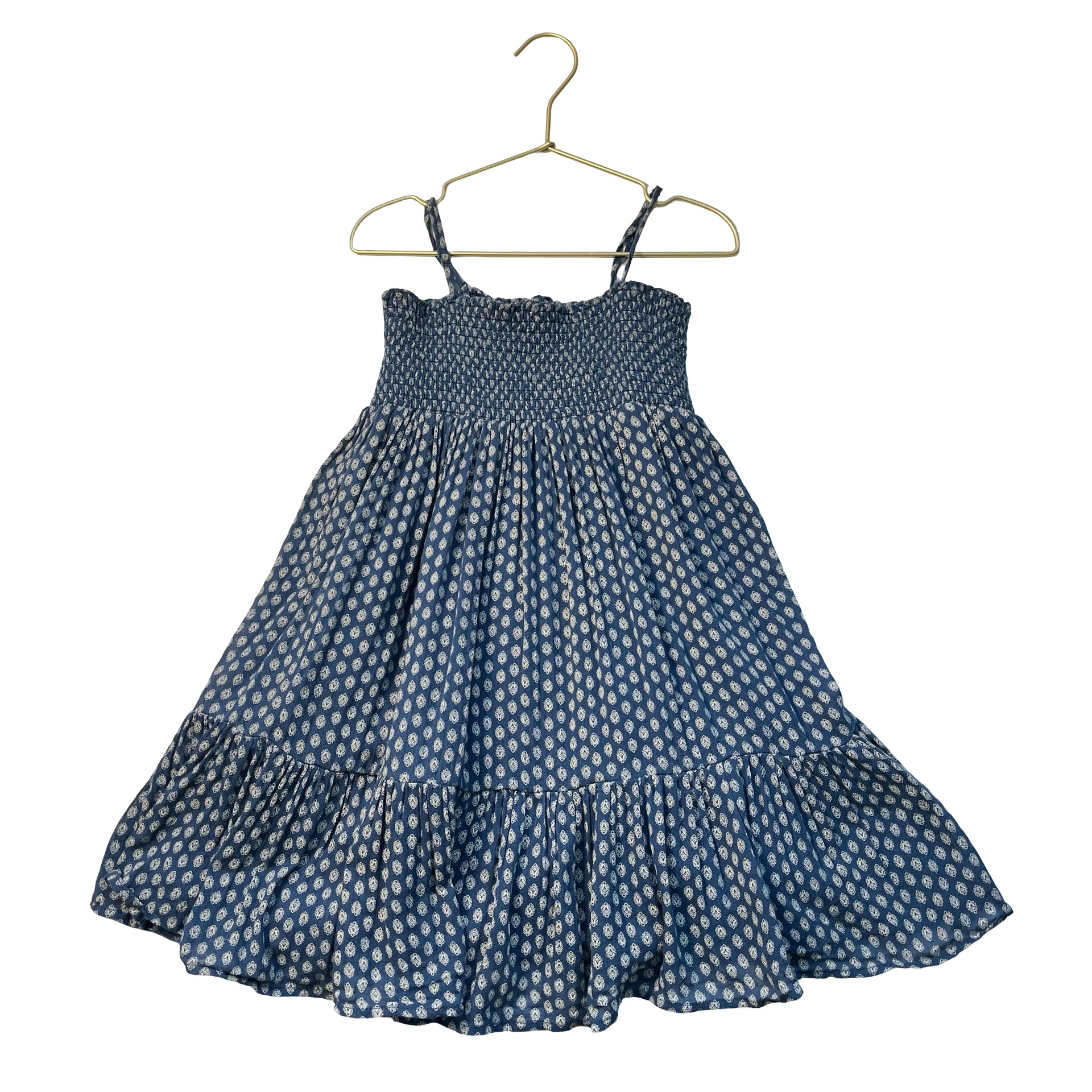 Polo Ralph Lauren Blue & Ivory Pattern Smocked Dress - Size 6