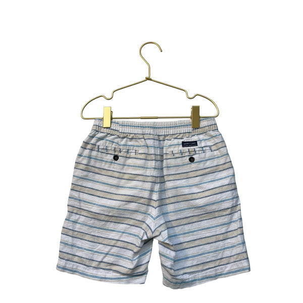 Janie and Jack Ivory, Blue, Tan Striped Linen-Cotton Shorts - Size 7