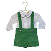 Beaufort Bonnet Green Corduory Suspender Shorts & White Bodysuit - Size 12-18 Mo