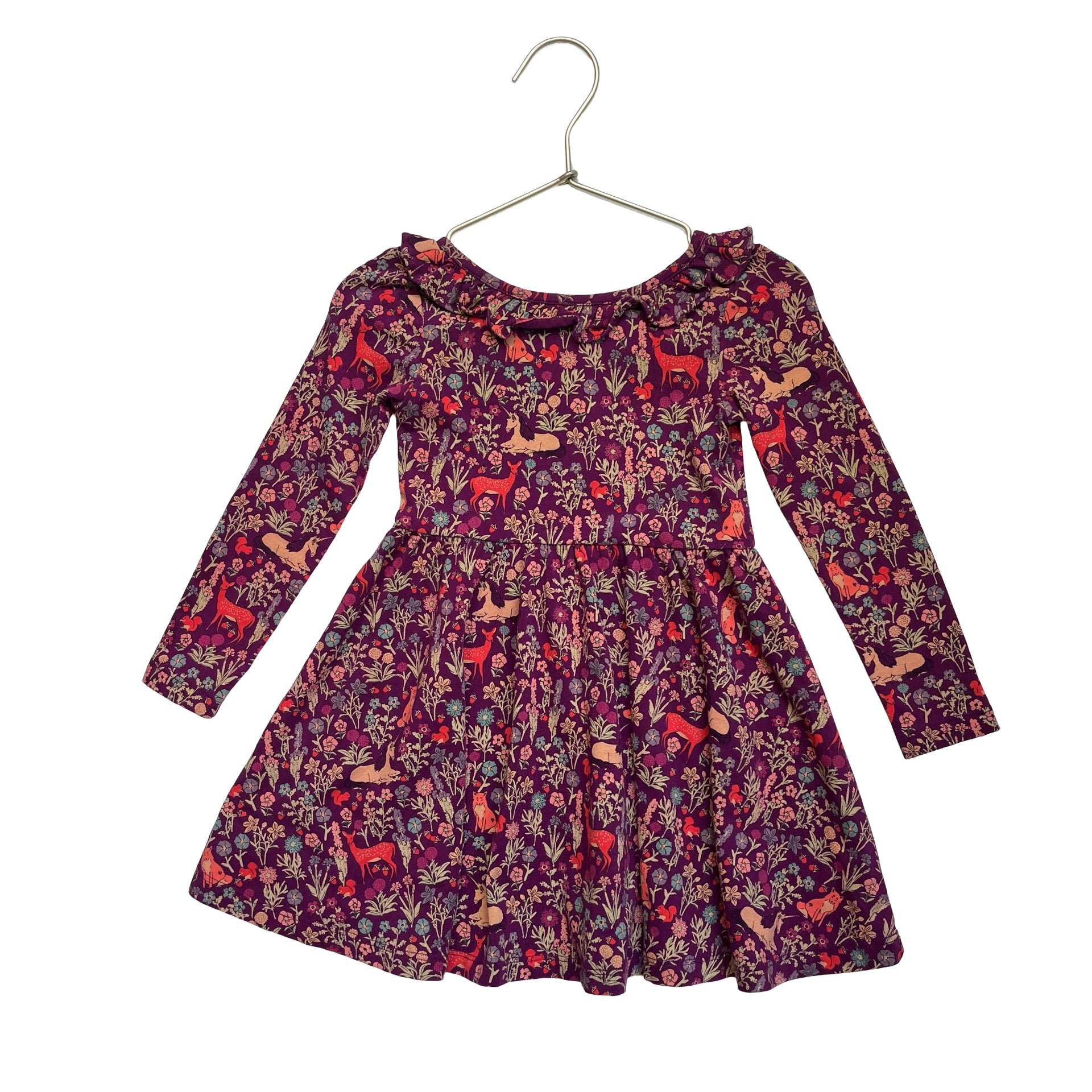 Tea Collection Purple Unicorn & Woodlands Print Dress - Size 3