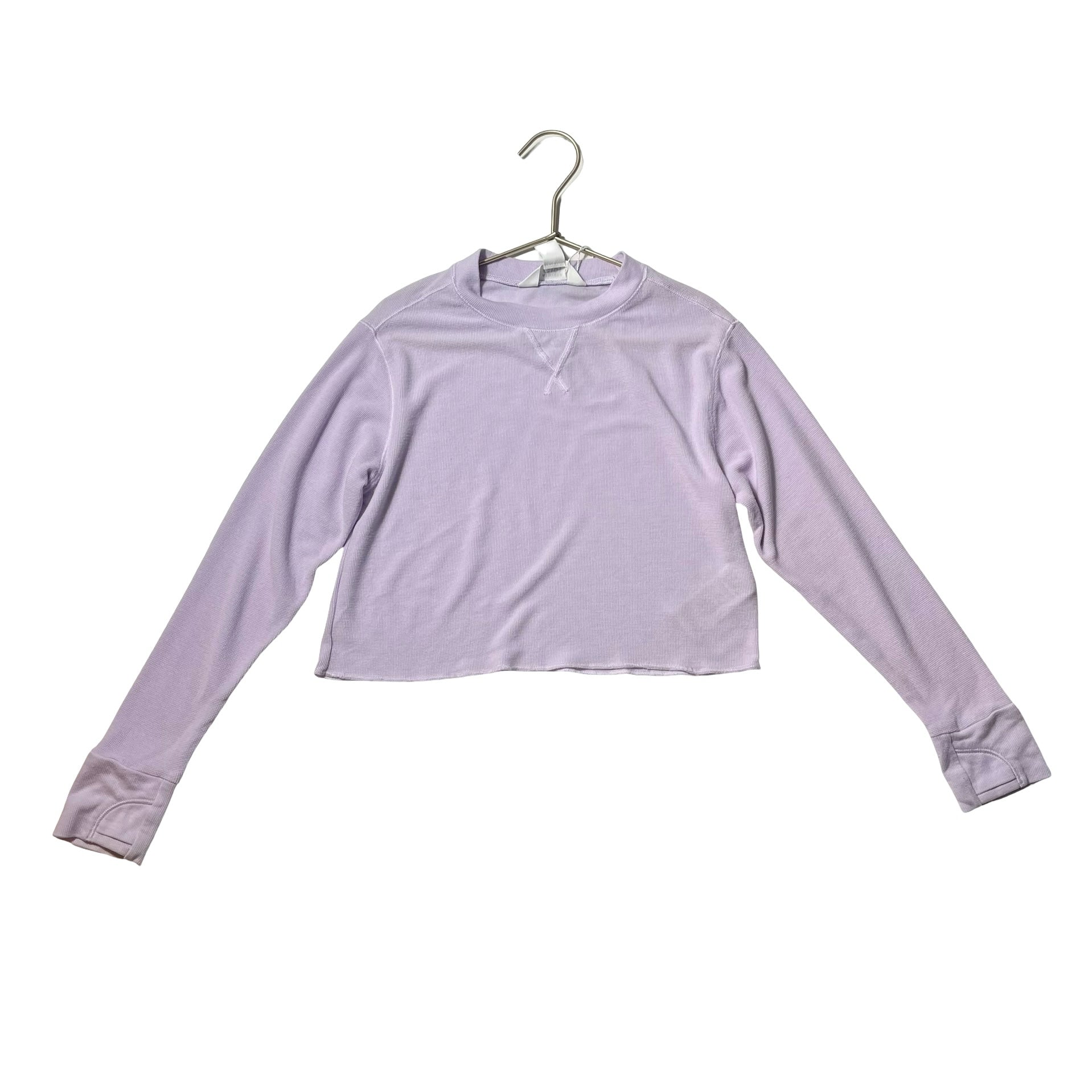Athleta Girl Lavender Cropped Lightweight Waffle Shirt - Size XS 6