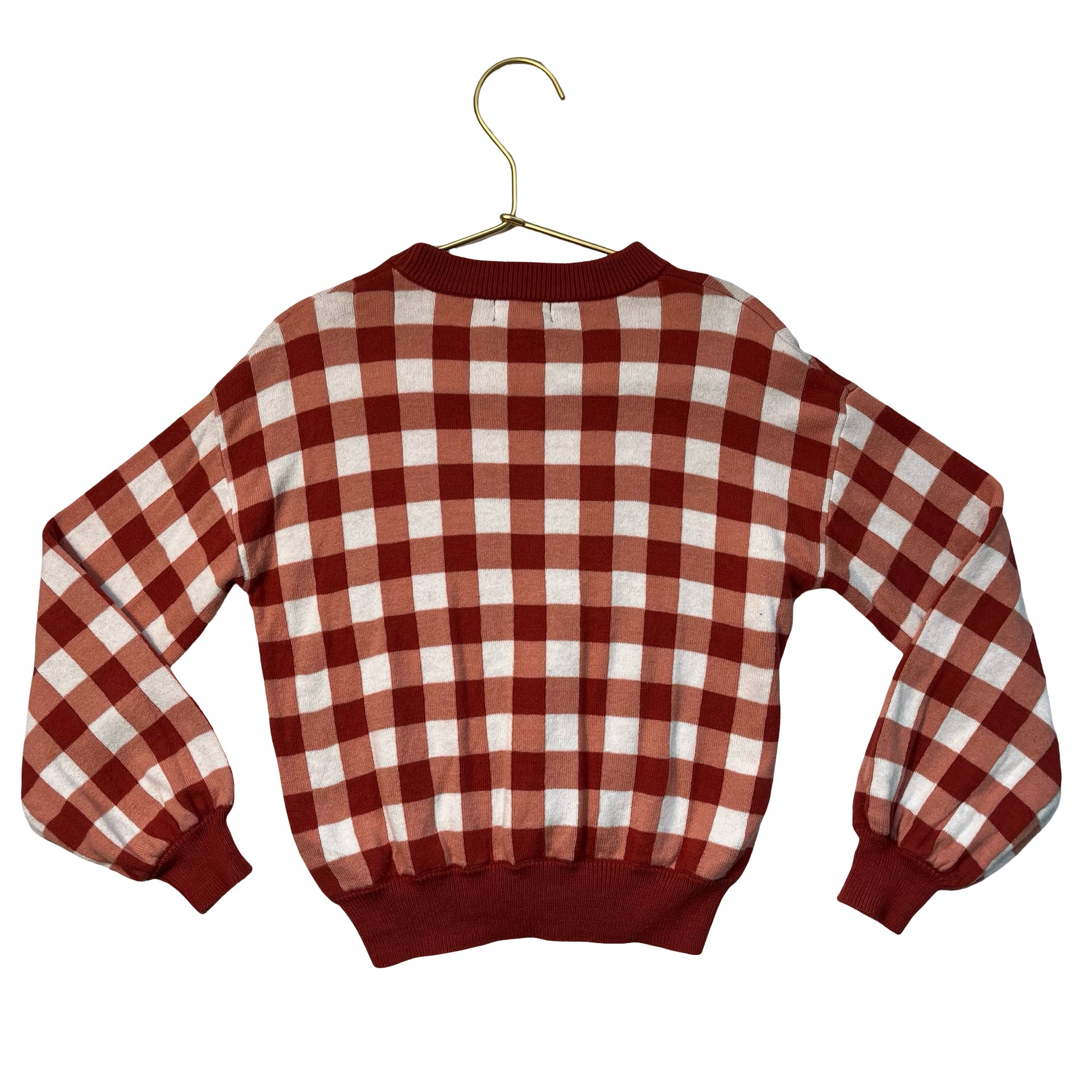 Miles The Label Burnt Orange Check Cotton Sweater - Size 3-4Y