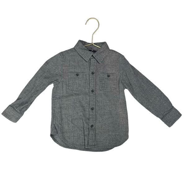 Janie and Jack Gray Herringbone Flannel Button Down Shirt - Size 2