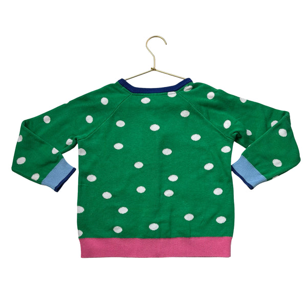 Hanna Andersson Green Dot & Rainbow Heart Cotton Cardigan - Size 120 (6)