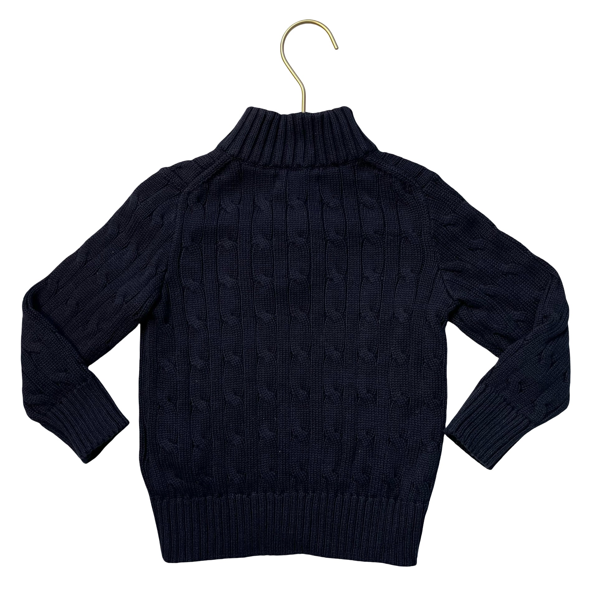 Polo Ralph Lauren Navy Cotton Cable-Knit Quarter-Zip Sweater - Size 3