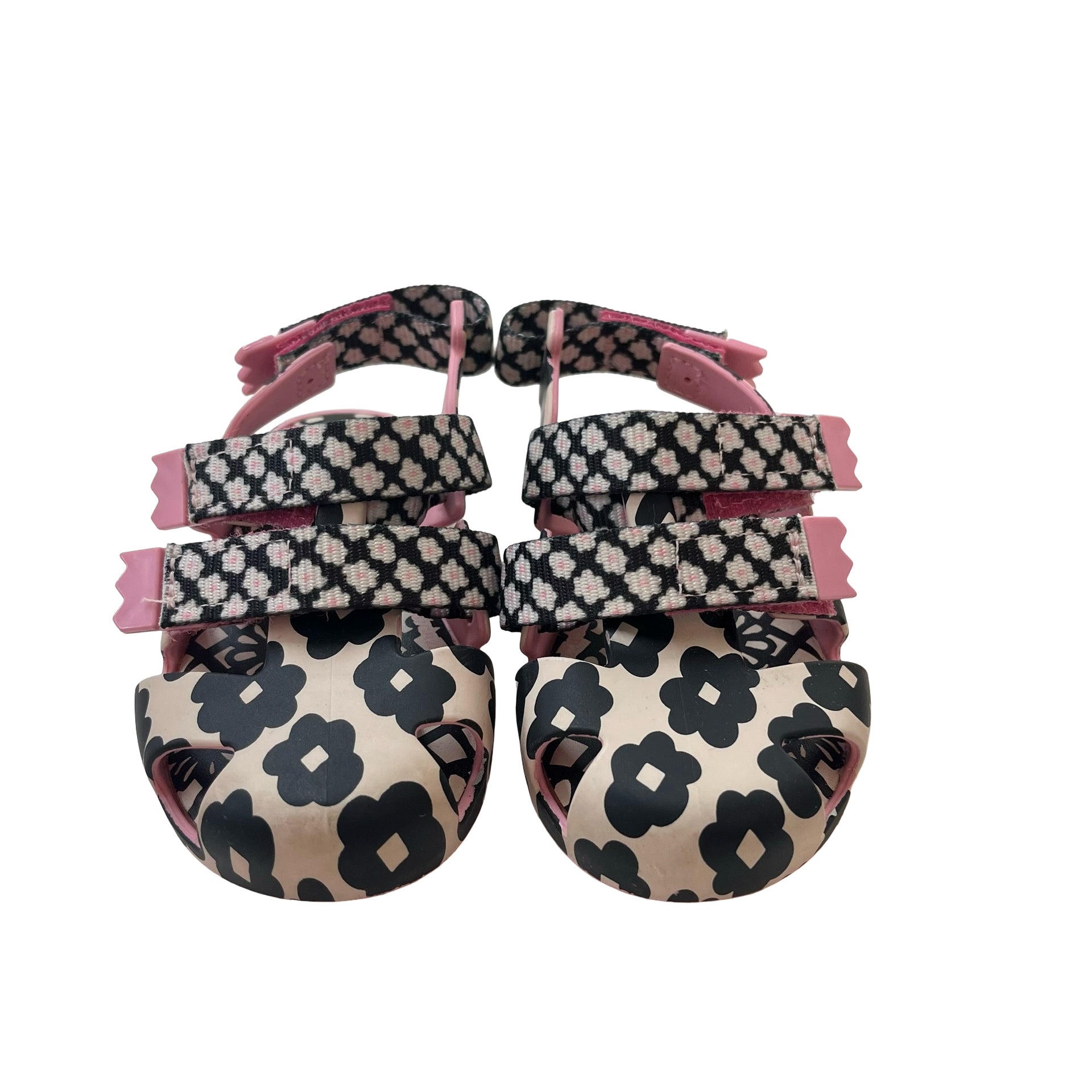 Mini Melissa x Fabula Pink & Black Flower Print Sandals - Size 7