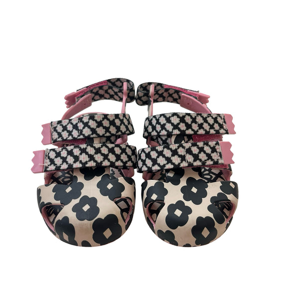 Mini Melissa x Fabula Pink & Black Flower Print Sandals - Size 7