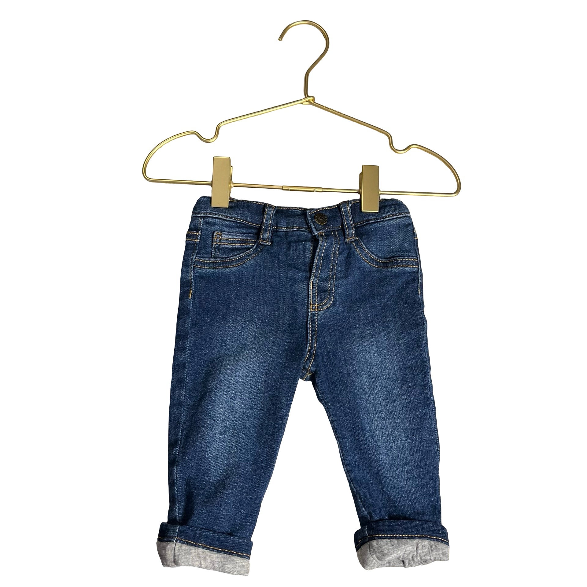 Mayoral Jersey-Lined Denim Jeans - Size 2-4 Mo