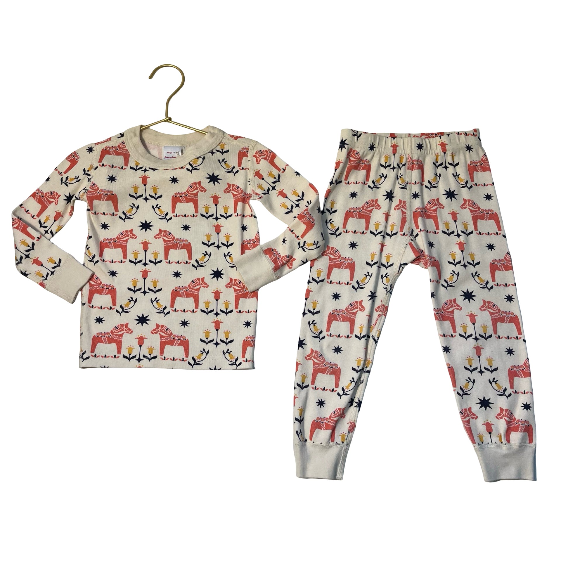 Hanna Andersson Ivory Dala Horse 2 Piece PJ Set - Size 3T