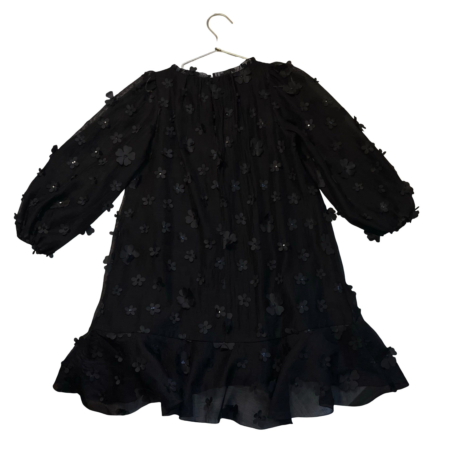 Zara Black Flower Applique Dress - Size 9