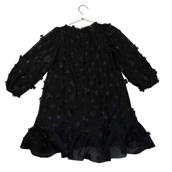 Zara Black Flower Applique Dress - Size 9