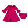 Janie and Jack Hot Pink Dress & Bloomers, Faux Fur Collar - Size 18-24 Mo