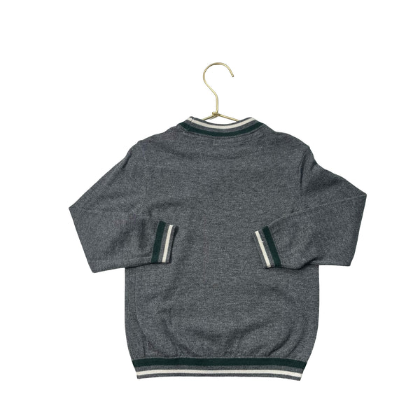 Lacoste Gray & Green Cotton-Wool Blend Sweater - Size 4