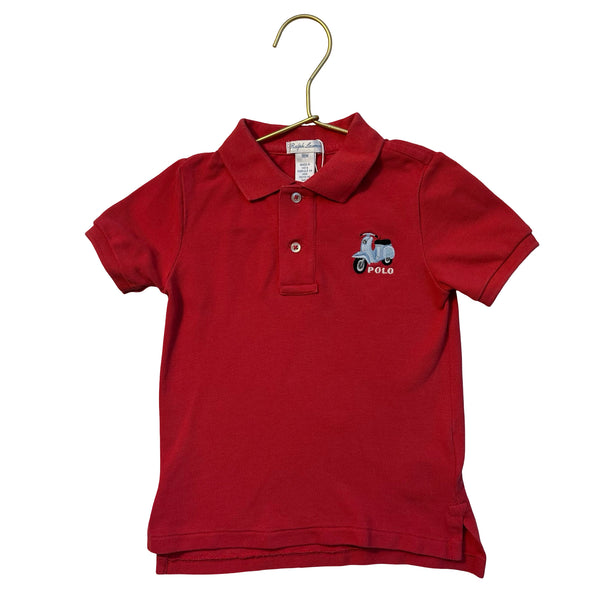 Ralph Lauren Red Embroidered Scooter Polo Shirt - Size 18 Mo