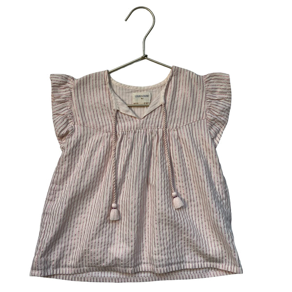 Louis Louise Ivory & Pink Metallic Striped Top - Size 4