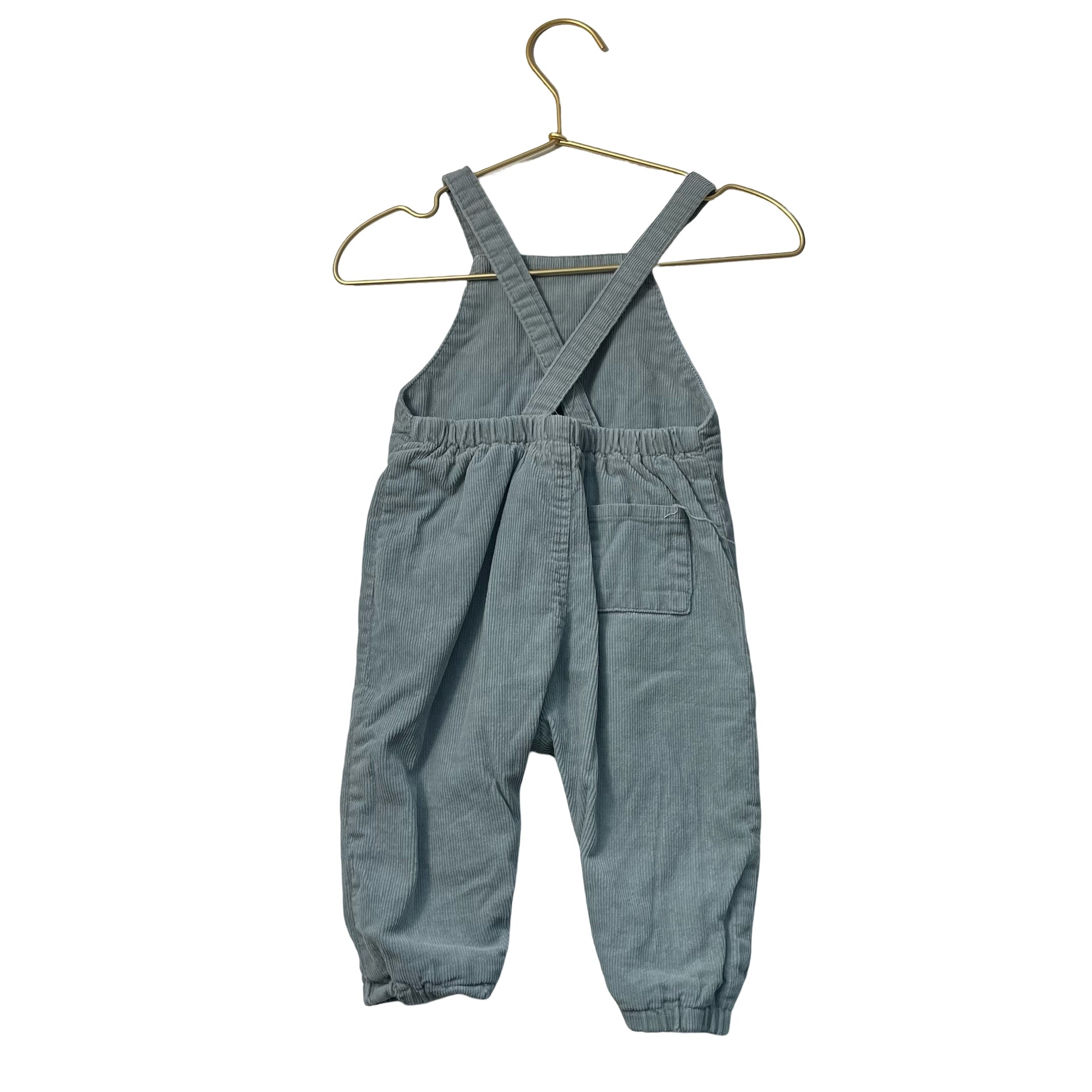 Zara Jersey-Lined Light Green Corduroy Overalls - Size 6-9 Mo