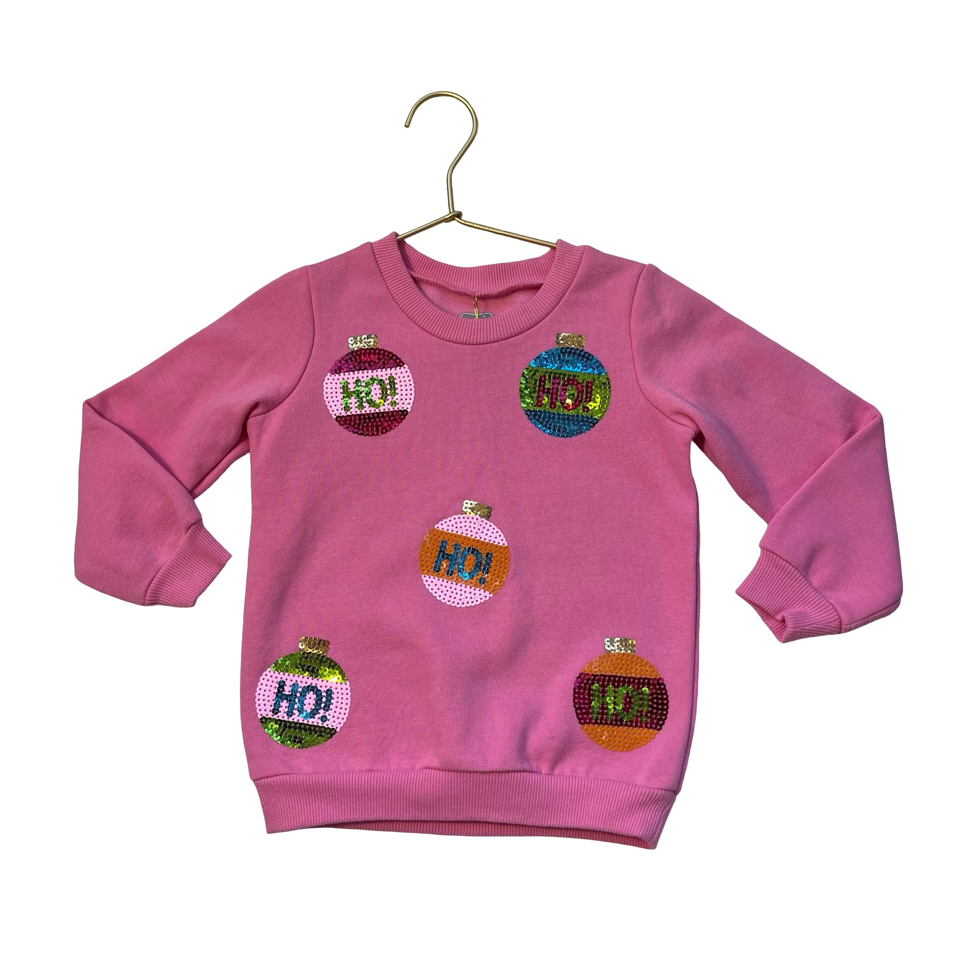 Mud Pie Pink Sequin Christmas Ornament Sweatshirt - Size M 2-3T