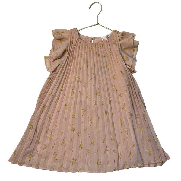 H&M Peach Floral Pleated Chiffon Dress - Size 5T