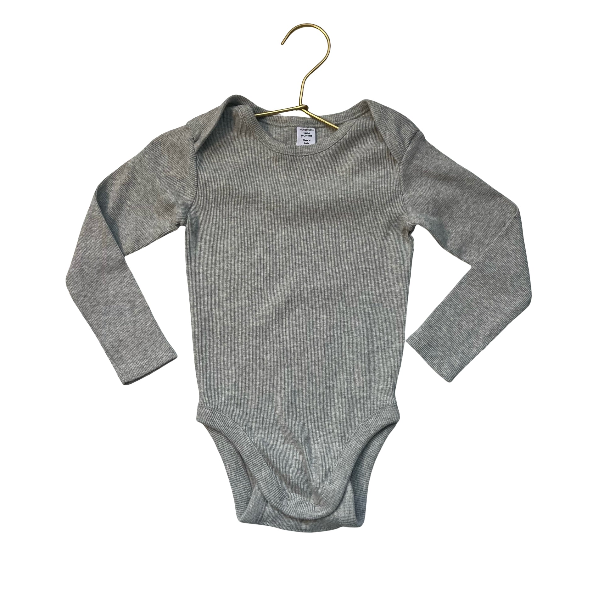 Nordstrom Gray Ribbed Onesie Bodysuit - Size 18-24 Mo